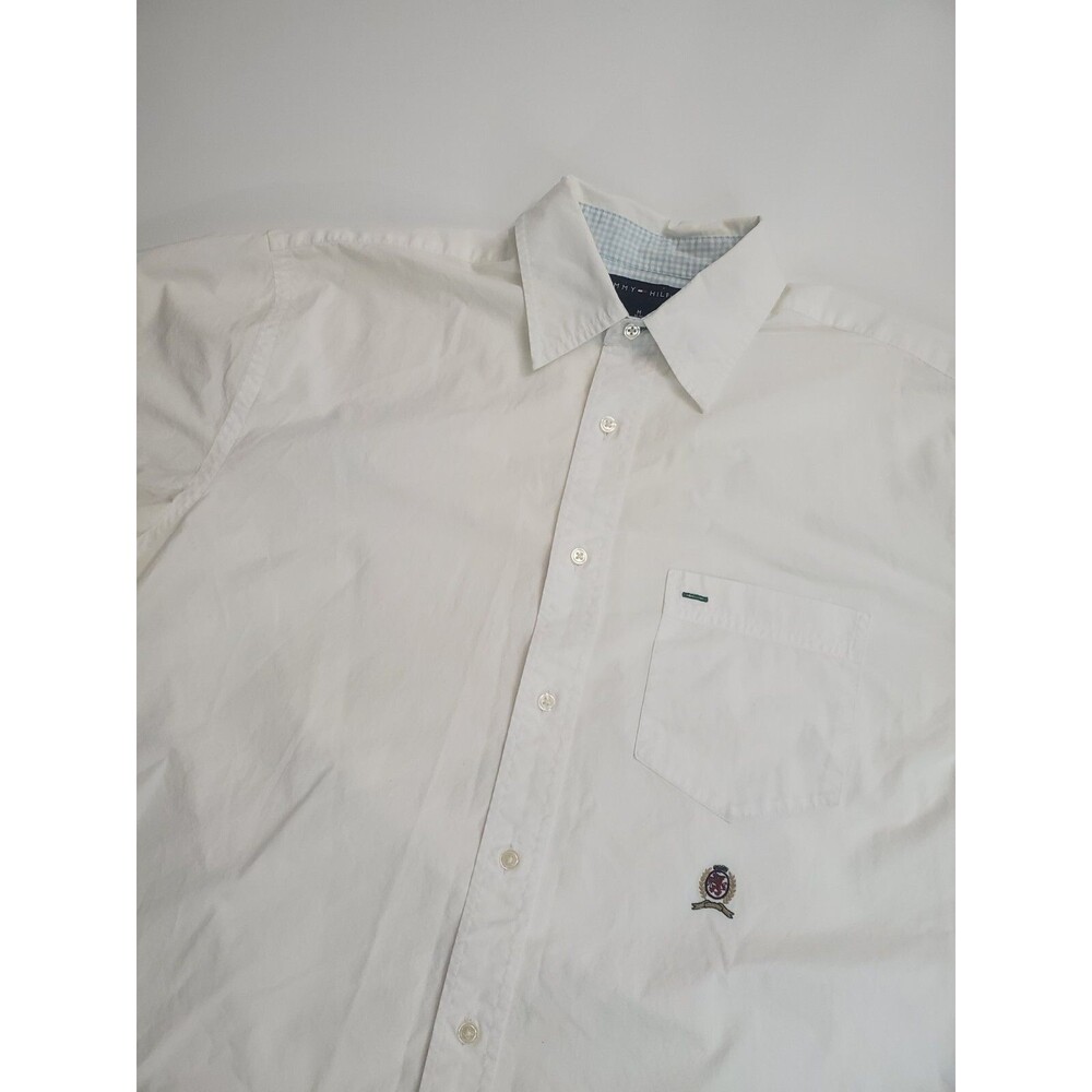 Tommy Hilfiger Men's Short Sleeve Button Up Casual Dress Shirt, Medium